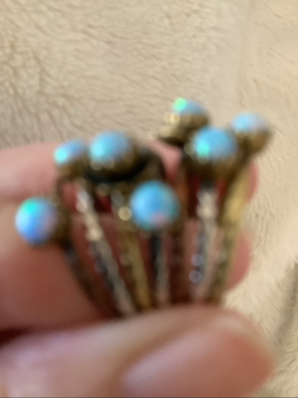 Blue fire Opal multi band ring Sz 6-6.45 - Picture 9 of 10